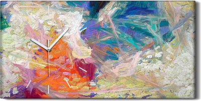 Produktbild von Wanduhr Bürouhr Leinwand Bild Geräuschlos 60x30 Malerei Abstrakte Kunst - weiße Hände