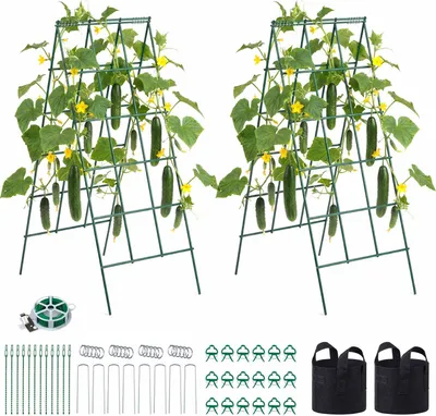 Obrázek produktu pro SucceBuy opora pro okurky, mřížka ve tvaru písmene A, zahradní mřížka pro popínavé rostliny, jako jsou hrášek, fazole, cuketa, rajčata a květiny (4 panely, každý o rozměrech 46 x 117 cm)
