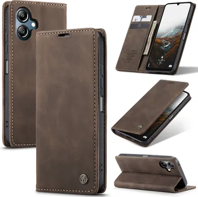 Produktbild von Hülle für Samsung Galaxy A06 Retro Kunstledertasche mit Standfunktion Schutzhülle Kaffee