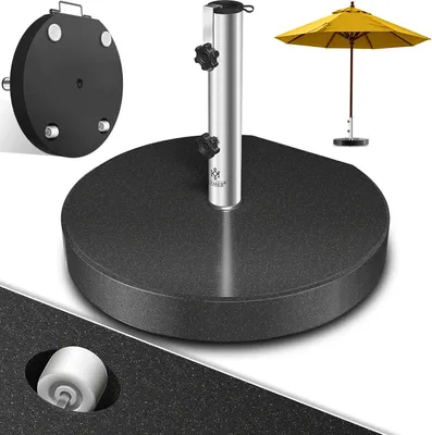 Produktbild von KESSER® Granit Sonnenschirmständer mit Edelstahlrohr, Hochwertiger Schirmständer Sockel 30KG - für Schirmstöcke bis 16-48 mm, Inkl. Transport Griff Garten Balkonschirmständer