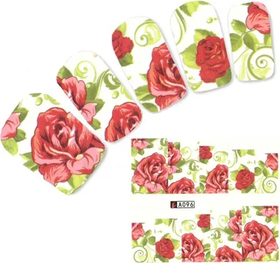 Produktbild von Tattoo Nail Blumen Rose Blätter Aufkleber Nagel Sticker