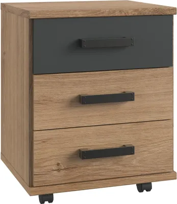 Zdjęcie produktu dla Rollcontainer >Lothar< in Plankeneiche - 46x58x40cm (BxHxT)