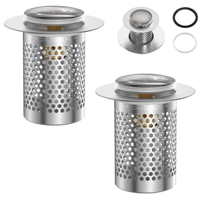 Immagine prodotto di Tappo per lavandino con sistema pop-up - Tappo per scarico - Tappo per lavandino - Griglia di scarico - Acciaio inossidabile - Perfetta vestibilità, dimensioni 5,5 x 5 x 3 cm