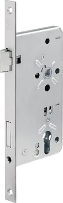A close-up, studio shot of a door lock mechanism.