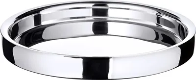 Image de Plateau "Alaska", acier inoxydable, argenté, rond, D32cm/ 40cm, poli miroir, de Edzard (différentes tailles)