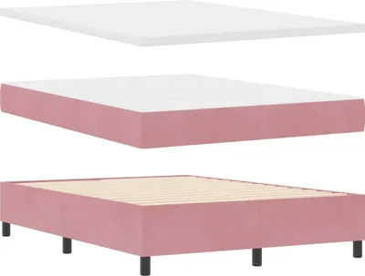 Obrázek produktu pro vidaXL Skříňová postel s matrací a čelem růžová 140 x 190 cm sametová