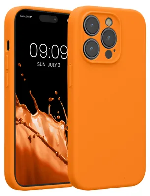 Immagine prodotto di Custodia in silicone kwmobile per Apple iPhone 14 Pro: cover morbida in gomma, custodia protettiva di colore arancione vivace