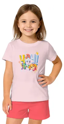 Produktbild von Paw Patrol Schlafanzug für Mädchen - Skye & Everest Kinder Pyjama Set Kurzarm Oberteil mit Hose Rosa/Pink 110-116