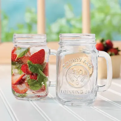 Produktbild von Mason jar Gläser mit Deckel, wiederverwendbar, 450 ml, 2er Set, mit Henkel