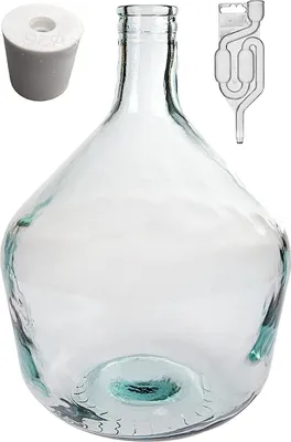 Produktbild von 5 L Weinballon + Gärröhrchen + Gummistopfen Gäreimer Glasballon Gärballon Glas SET