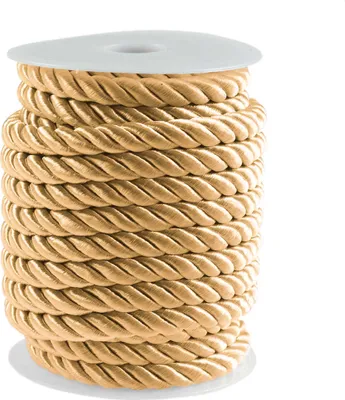 Produktbild von 10m Atlaskordel Atlasschnur ca. 8-10 mm glänzend gedreht, Seil Kordel Schnur, Farbwahl , Farbe:Karamell