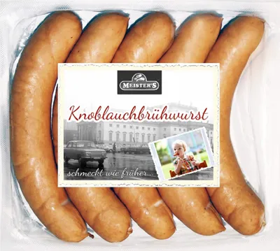 Produktbild von Knoblauchwurst | Knoblauchbrühwurst | Bockwurst | Würstchen geräuchert | Wurst im Naturdarm |  10 x 150g