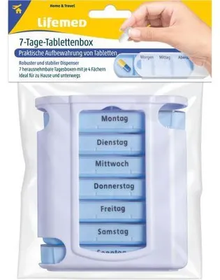 Image de Boîte à comprimés 7 jours Lifemed plastique blanc / bleu