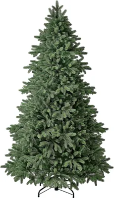 Produktbild von Dehner Künstlicher Weihnachtsbaum Tanne Lyra, mit LED Beleuchtung warmweiß, Höhe ca. 210 cm, Metall/Kunststoff, grün
