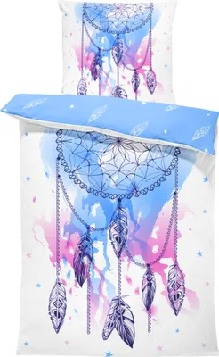 Produktbild von Traumfänger Bettwäsche 135x200 cm Federn Boho style türkis bunt Wende Microfaser