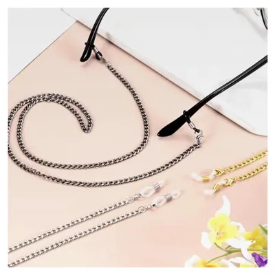 Produktbild von 3 Stück Brillenkette 75 cm Metall Brillenband Maskenkette mit 12 Kettenenden für Damen Silber