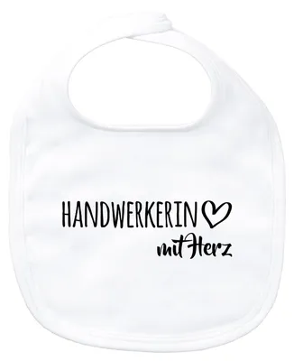 Produktbild von Huuraa Baby Lätzchen Handwerkerin mit Herz White Klettverschluss  Baumwolle Latz Geschenkidee