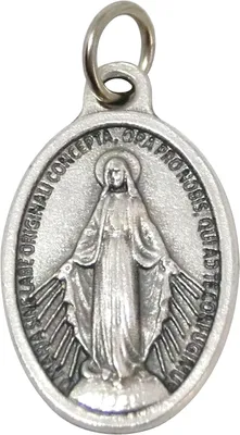 Imagen del producto de Rosario con medalla de la Virgen, hecho de látex, con un diámetro de 2,5 cm, y un anillo de plata, para la oración
