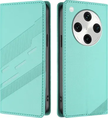 Produktbild von Hülle für Oppo Find X8 Pro, Kunstleder Brieftaschen Handyhülle mit Kartenfach und Standfunktion Türkis