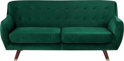 Produktbild von BELIANI Sofa Dunkelgrün Samtstoff 3-Sitzer Minimalistisch Retro Wohnzimmer