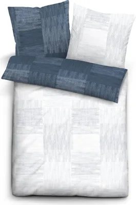 Produktbild von Biberna Satin Wendebettwäsche, Größe 155x220/80x80 cm, blau