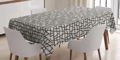 Produktbild von ABAKUHAUS Aboriginal Tischdecke, Abstrakt Inspired Motiv mit geometrischen Elementen Dots, 140 x 240 cm, Eierschalenfarben Anthrazit grau