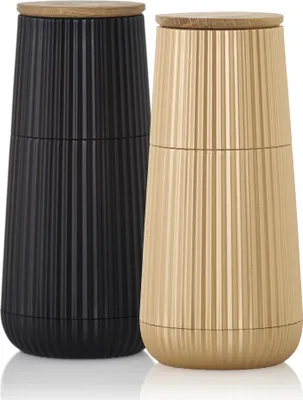 Produktbild von AdHoc MP153 Set Salzmühle und Pfeffermühle Scape Black & Gold, Kunststoff | Eichenholz