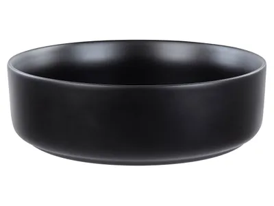 Zdjęcie produktu dla BELIANI Umywalka łazienkowa nablatowa czarna ceramiczna 36 cm okrągła nowoczesny wygląd