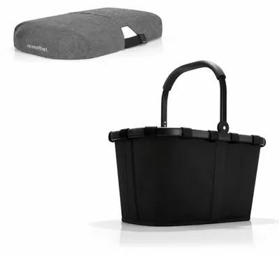 Produktbild von reisenthel Einkaufskorb Tasche Korb carrybag frame schwarz black BK7040 + Cover twist silver BP7052
