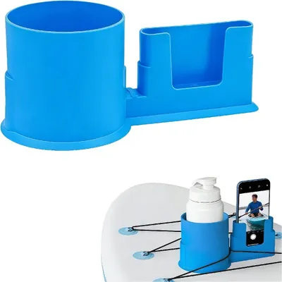 Produktbild von 2 in 1 SUP Handyhalterung, Multifunktionshalterung für Surfbrett und Stand-Up-Paddle-Board, kann Handy und Getränk halten, praktisches SUP-Zubehör