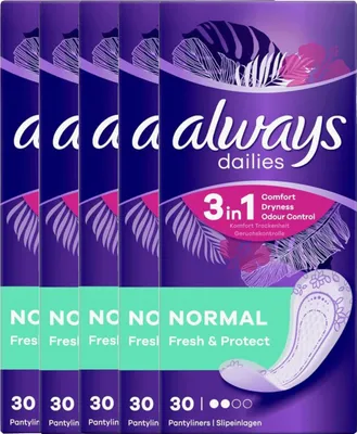 Zdjęcie produktu dla Always Dailies Fresh & Protect Normal – 150 wkładek higienicznych – Opakowanie ekonomiczne