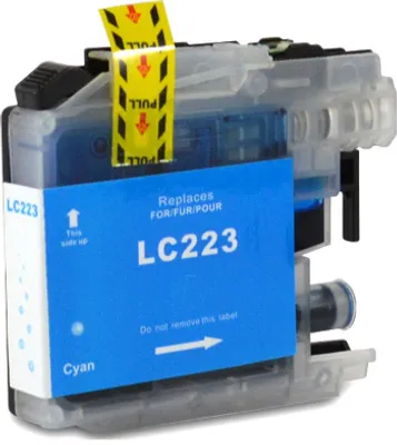 A cyan ink cartridge for a printer.