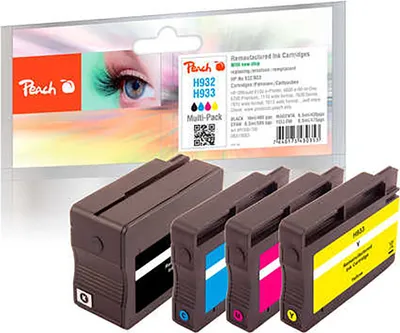 Image de Peach 0F319883 cartouche d'encre 4 pc(s) Noir, Bleu, Magenta, Jaune