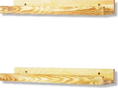 Produktbild von Wandregal 2er Set aus Holz Braun für Bilder Fotorahmen und Bücher - Hängeregal Schweberegal für Wand Deko Wohnzimmer Modern 43x10cm