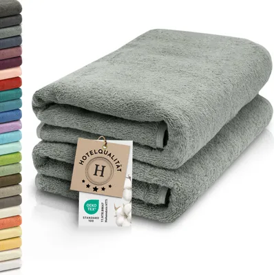 Produktbild von 2er Set Saunahandtuch, Baumwolle, 70x200 cm, hellgrau, 420 g/qm