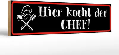 Produktbild von Holzschild  hier kocht der Chef, 46 x 10 cm, Holzschilder Spruch Küche