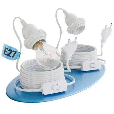 Produktbild von greate 2x Lampenfassung E27 mit Kabel und Schalter weiß 5 Meter - E27 Fassung mit Stecker max. 60W 250V