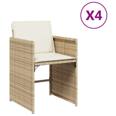 Produktbild von vidaXL Gartenstühle mit Kissen 4 Stk. Beige Poly Rattan
