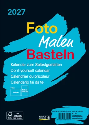 Produktbild von Foto-Malen-Basteln Bastelkalender A5 schwarz 2027