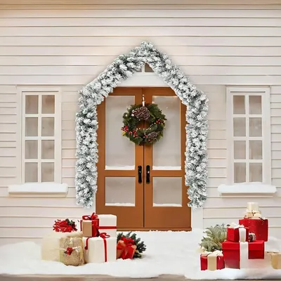 Produktbild von Grüne Weihnachtsgirlande mit Schnee, 5 m, aus PVC