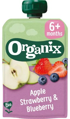 Produktbild von Organix Apple Strawberry & Blueberry, 100 g, Apfel, Heidelbeere, Erdbeere, 1 Stück(e)