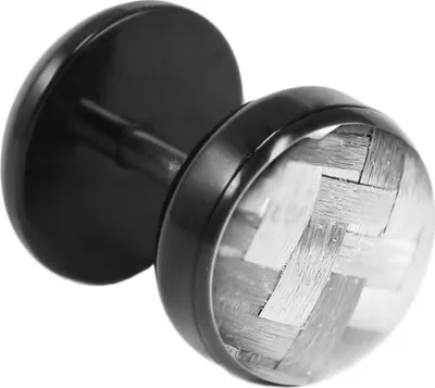 Produktbild von Fake Plug Ohrstecker schwarz Carbonfaser in verschiedenen Farben und Größen Größe - 8 mm Farbe - Silber