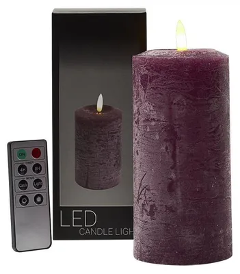 Productafbeelding van Branded LED-kaars, stompmodel, Ø 7,6 × 16 cm - Lila