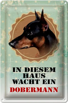 Produktbild von Blechschild Hund 20x30cm in diesem Haus wacht ein Dobermann