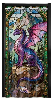 Productafbeelding van Deurgordijn met een mystiek drakenmotief, inklapbaar, 200 x 100 cm, ruimteverdelende gordijn voor de deur