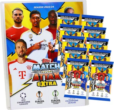 Produktbild von Topps Match Attax Karten Champions League Extra 2023-2024 - 1 Mappe + 10 Booster Sammelkarten