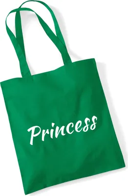 Produktbild von Huuraa Jutebeutel Princess Schriftzug 10 Liter Kelly Green Baumwolle Tasche Geschenkidee