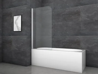 Produktbild von Badewannenfaltwand MARWELL Silver Glow - 1-flg. 140x80cm - Duschwand für Badewanne transparent - Duschabtrennung