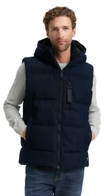 Productafbeelding van Tom Tailor heren gewatteerde vest met afneembare capuchon