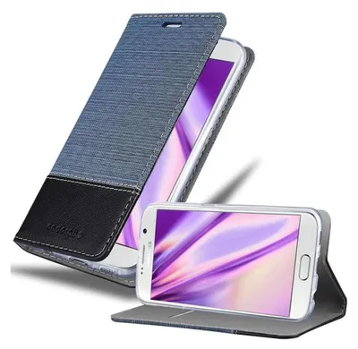 A flip case for a smartphone is shown in an open position, displaying the phone's screen.